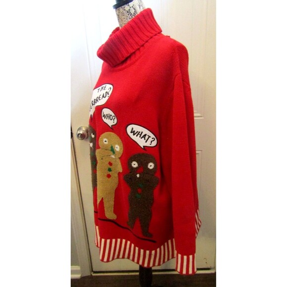 Vintage Gingerbread Sweater Dress Turtleneck Red Knit Textured Size 2XL - Picture 3 of 7